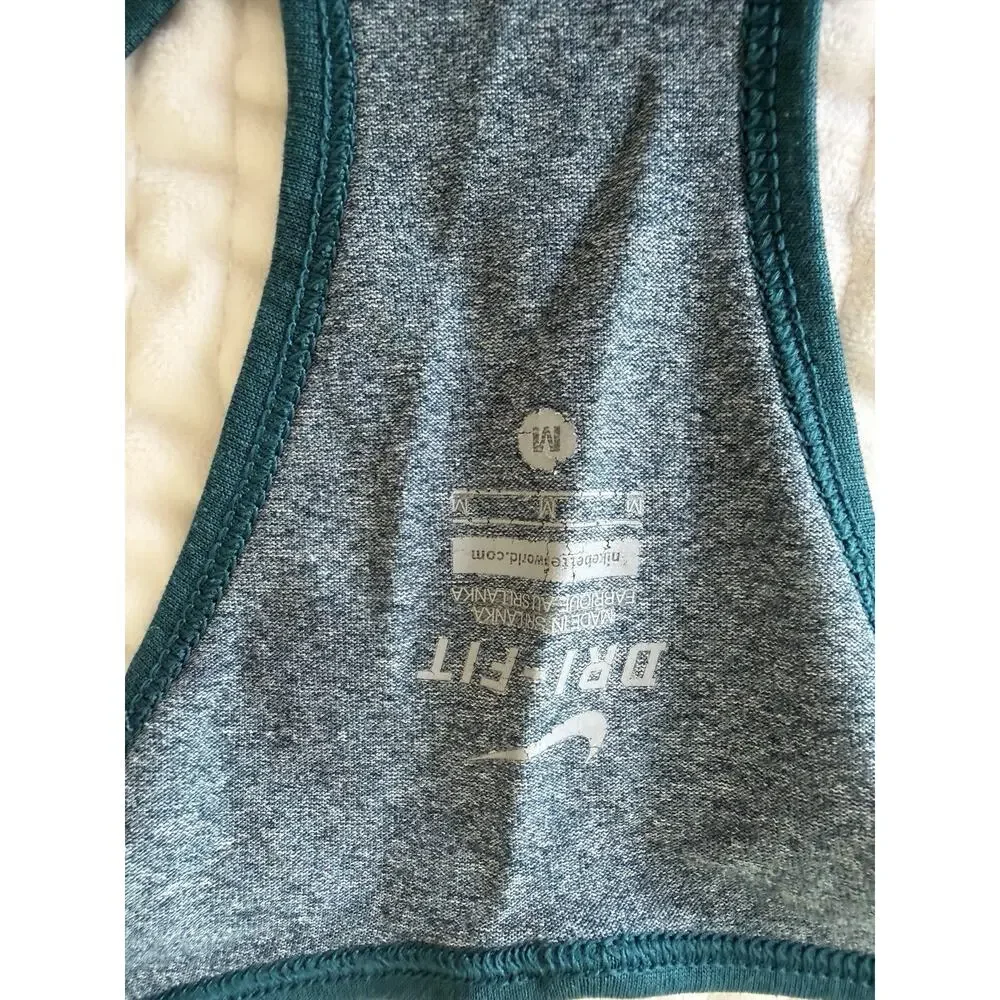 Nike Dri-FIT Racerback Tank Top Women’s Medium Teal Gray Athletic Running